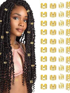50Pcs Hair Jewelry for Women Gold Hair Cuffs for Braids Multiple Styles Hair Cli
